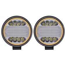 FARO REDONDO Con Arillo Contra Agua (Luz Led-Fija-Estrobo) 8 Leds 12/24v 72 watts 10.5x2x12.5cm AMBAR/WHITE (2 Piezas)