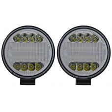 FARO REDONDO Con Arillo Contra Agua (Luz Led-Fija-Estrobo) 8 Leds 12/24v 72 watts 10.5x2x12.5cm AZUL/BLANCO (2 Piezas)