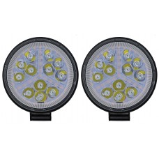 FARO REDONDO Contra Agua (Luz-Fija-Estrobo) 48 watts 12 leds 12/24v 11.5x2 cm AMBAR/BLANCO (2 Piezas)
