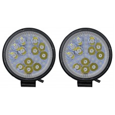 FARO REDONDO Contra Agua (Luz-Fija-Estrobo) 48 watts 12 leds 12/24V 11.5x2 cm BLANCO (2 Piezas)