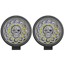 FARO REDONDO Calavera Contra Agua (Luz-Fija-Estrobo) 12 leds 12/24v 10.5x2cm BLANCO Centro/multicolor (2 Piezas)
