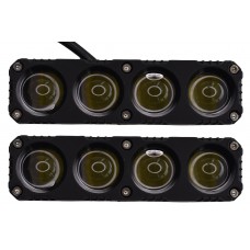 FARO RECTANGULAR Mini (Luz-Fija) 40 watts 4 leds 12/24v 12 x 3.5 x 3.5 cm (2 Piezas) AMBAR-BLANCO