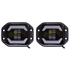 FARO RECTANGULAR (Luz-Fija-Alta-Baja) 20 watts 12/24v 12 x 9 x 4.5 (2 Pzas) AZUL