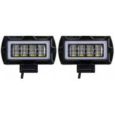 FARO RECTANGULAR Con Arillo (Luz-Fija) 40 Watts 12/24v 9.5 x 6 x 5 cm (2 Piezas) AZUL-BLANCO