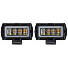 FARO RECTANGULAR Con Arillo (Luz-Fija) 40 Watts 12/24v 9.5 x 6 x 5 cm (2 Piezas) AMBAR-BLANCO