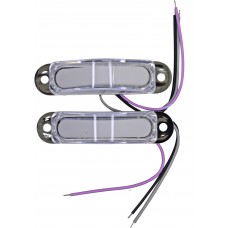PLAFON RECTANGULAR Base Cromada (Luz de Gel Fija-Estrobo) 6 Leds 12/24 volts 8.6 x 2 x 2.7cm MORADO