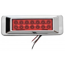 PLAFON RECTANGULAR Base Cromada (Luz Fija Baja-Alta Estrobo)  14 Leds 12/24v 4.1cm X 16cm AMBAR