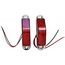PLAFON RECTANGULAR Base Cromada (Luz Fija) 6 Leds 12/24v 1.5cm X 8cm ROJO