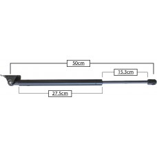 AMORTIGUADOR PARA PUERTA TRASERA DE GAS JEEP Grand Cherokee 93-98 (89 kg.=872 nw) * Largo=50 Cilindro=27.5 Varilla=15.3 cm  c/base DERECHO