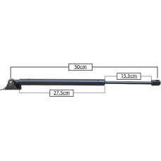 AMORTIGUADOR PARA PUERTA TRASERA DE GAS JEEP Grand Cherokee 93-98 (89 kg.=872 nw) * Largo=50 Cilindro=27.5 Varilla=15.3 cm  c/base IZQUIERDO