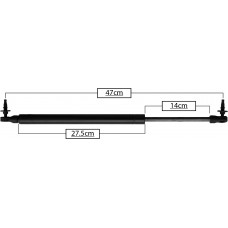 AMORTIGUADOR PARA PUERTA TRASERA DE GAS JEEP Grand Cherokee Mod. 99-05 (87.8 kg.=860 nw) * Largo=47 Cilindro=27.5 Varilla=14 cm 