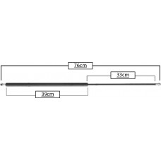 AMORTIGUADOR PARA PUERTA TRASERA DE GAS NISSAN Vagoneta Tsuru II Mod. 87-91 (24 kg.=235 nw) * Largo=76 Cilindro=39 Varilla=33 cm 