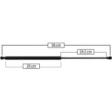 AMORTIGUADOR PARA PUERTA TRASERA DE GAS FORD Fiesta Mod. 98-04 (33 kg.=323 nw) * Largo=58 Cilindro=29 Varilla=24.5 cm 