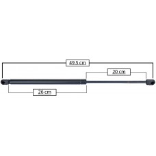 AMORTIGUADOR PARA PUERTA TRASERA DE GAS CHEVROLET Joy 05-08 Matiz - Spark 05-10 * Largo=49.5 Cilindro=26 Varilla=20 cm 