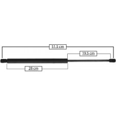 AMORTIGUADOR PARA PUERTA TRASERA DE GAS CHEVROLET Trail Blazer 02-09 Envoy 05-08 Largo=51.5 Cilindro=28 Varilla=19.5 cm 
