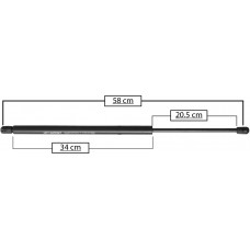 AMORTIGUADOR PARA PUERTA TRASERA DE GAS CHEVROLET Blazer / S-10 (4 ptas.) 95-04 Jimmy 95 (68.8 kg.=674 nw) * Largo=58 Cilindro=34 Varilla=20.5 cm 