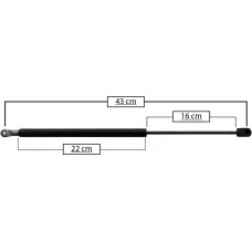 AMORTIGUADOR PARA VIDRIO TRASERO DE GAS FORD Explorer Mod. 91-01 MAZDA 91-94 (75.4 kg.=739 nw)* Largo=43 Cilindro=22 Varilla=16 cm 
