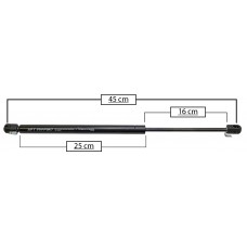 AMORTIGUADOR PARA VIDRIO TRASERO DE GAS CHEVROLET Tahoe 95-99 Suburban-Yukon 94-99 . Largo=45 Cilindro=25 Varilla=16 cm 