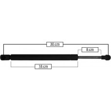 AMORTIGUADOR PARA CAJUELA DE GAS VOLKSWAGEN Jetta A4 Mod. 05-10 Largo=30 Cilindro=18 Varilla=8 cm 