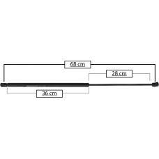 AMORTIGUADOR PARA COFRE DE GAS VOLKSWAGEN Beetle Mod. 99-03 * 70 cm. Largo=68 Cilindro=36 Varilla=28 cm 