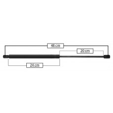 AMORTIGUADOR PARA COFRE DE GAS DODGE Camioneta Ram Mod. 02-07 (43.5 kg.=426 nw) Largo=48 Cilindro=24 Varilla=20 cm 