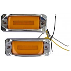 PLAFON RECTANGULAR Bisel Cromado Ojo de Angel Tipo Gel (Luz Led Fija-Estrobo) 12-24v AMBAR 1