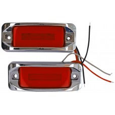 PLAFON RECTANGULAR Bisel Cromado Ojo de Angel Tipo Gel (Luz Led Fija-Estrobo) 12-24v ROJO 1