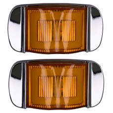 PLAFON RECTANGULAR Bisel Cromado Ojo de Angel Tipo Gel (Alta-Baja) (Luz Led Fija-Estrobo) 12-24v con 8 Leds AMBAR 1