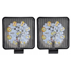 FARO CUADRADO Base Negra 2 Polos 27w (Luz Led Fija-Estrobo) 12-24v con 9 Leds BLANCO-AMBAR 4