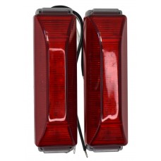 PLAFON RECTANGULAR Base Gris (Luz Led Ojo de angel Fija Alta-Baja y Estrobo) con 4 Leds 12/24V 10.4 cm X 3.1 cm ROJO (2 zas) (DOT)