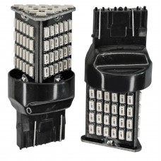 FOCO LED Base 3157 2 Polos con 87 Hiper Led (Luz fija-Estrobo) AMARILLO (2 piezas)