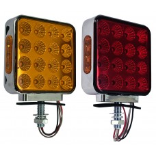 PLAFON DIRECCIONAL CUADRADO Bisel Cromado (Luz Led Fija-Lateral-Estrobo) con 32 Leds+6 Laterales 12/24v 11.7 cm DERECHO