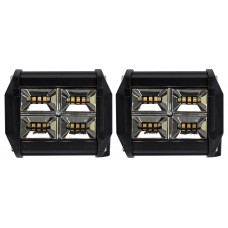FARO CUADRADO 2 Polos 36w (Luz Led Fija-Estrobo) 12-24v con 12 Leds 4.4 x 6.2 cm (2 pzas) BLANCO-AMBAR