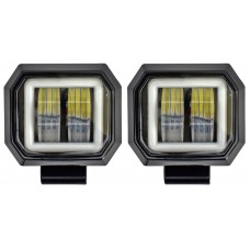 FARO CUADRADO Ojo de Angel Tipo Cob (Fija) (Luz Led Fija-Estrobo) 20w 12-24v 4.9 X 5.8 (2 pzas) BLANCO