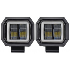 FARO CUADRADO Ojo de Angel Tipo Cob (Fija Ambar) (Luz Led Fija-Estrobo BLANCO) 20w 12-24v 4.9 x 5.8 cm (2 pzas)