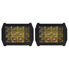 FARO RECTANGULAR 2 Polos (Luz Led Estrobo Ambar) (Luz Led Fija-Estrobo BLANCO) 12-24v con 12 Leds 6.3 x 4.4 cm (2 pzas)
