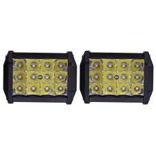 FARO RECTANGULAR 3 Polos (Luz Led Fija-Estrobo BLANCO) 12-24v con 12 Leds 6.3 x 4.54 cm (2 pzas)