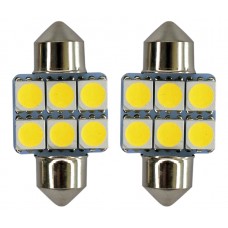 FOCO LUZ INTERIOR Luz Clara con 6 Hiperleds 12v 31 mm (2 pzas)