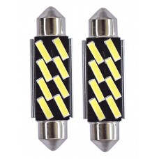 FOCO LUZ INTERIOR Luz Clara con 8 Leds (7020) CANBUS C/Disparador Calor 12v 41 mm (2 pzas)